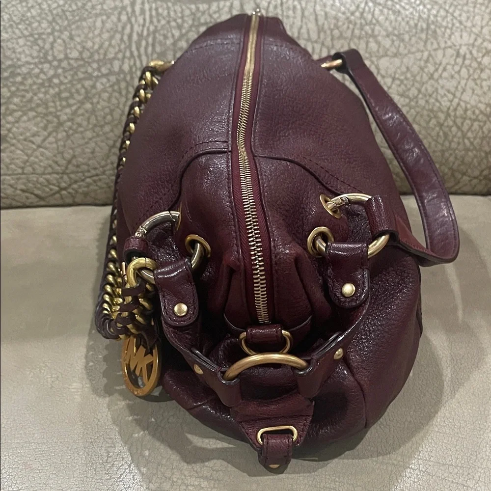 Michael Kors Burgundy Satchel with Gold Accents - Picture 3 of 9